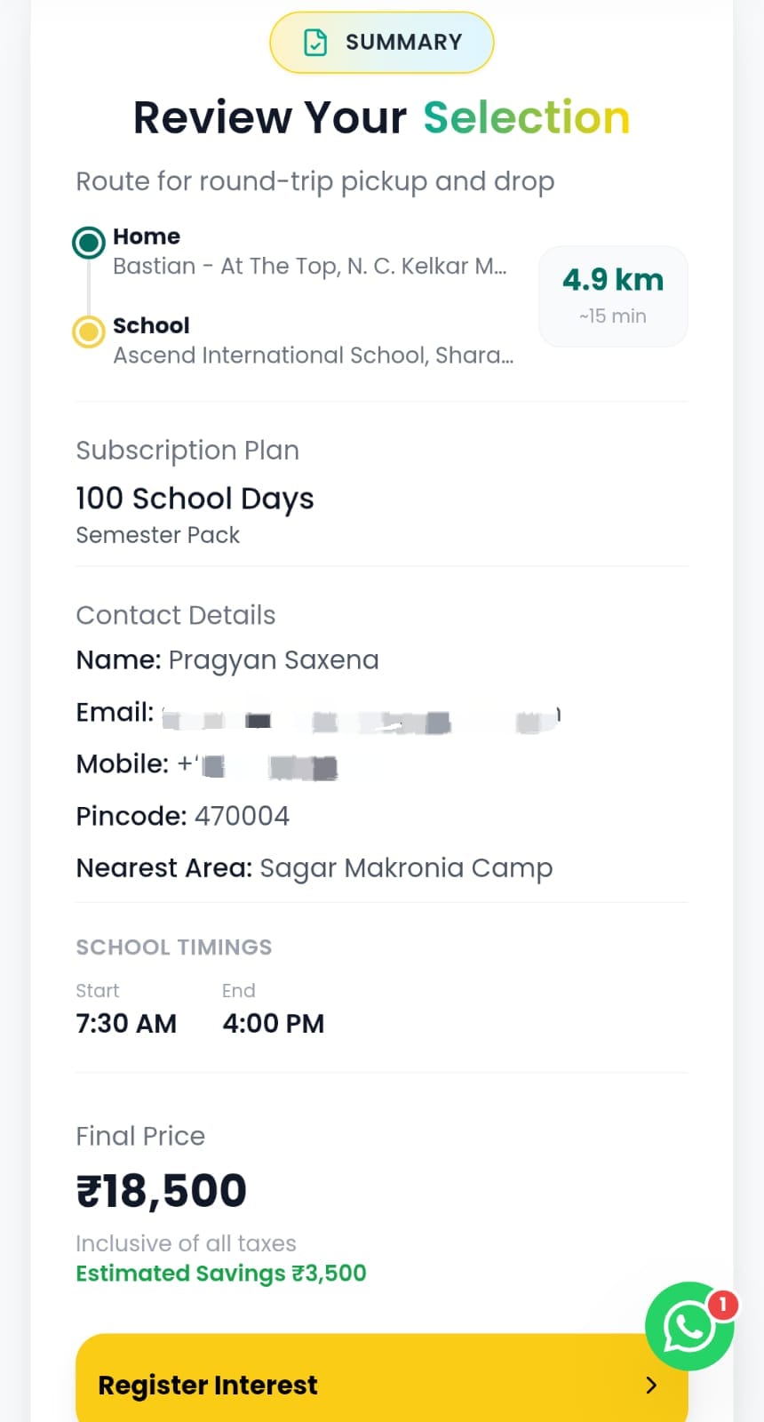 Register interest